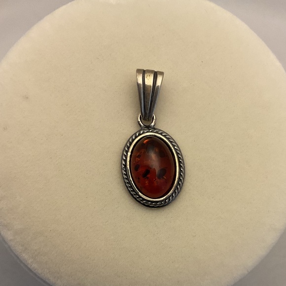 Artisan Jewelry - Beautiful Amber and Sterling Silver Pendant